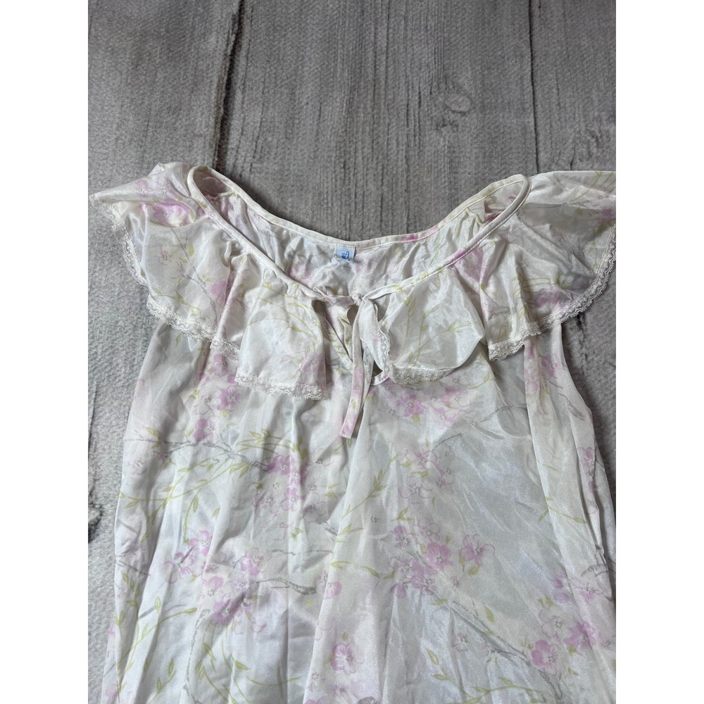 Travel-Lite‎ Vintage Nightgown Womens Large White Pink Floral Cottagecore 80s